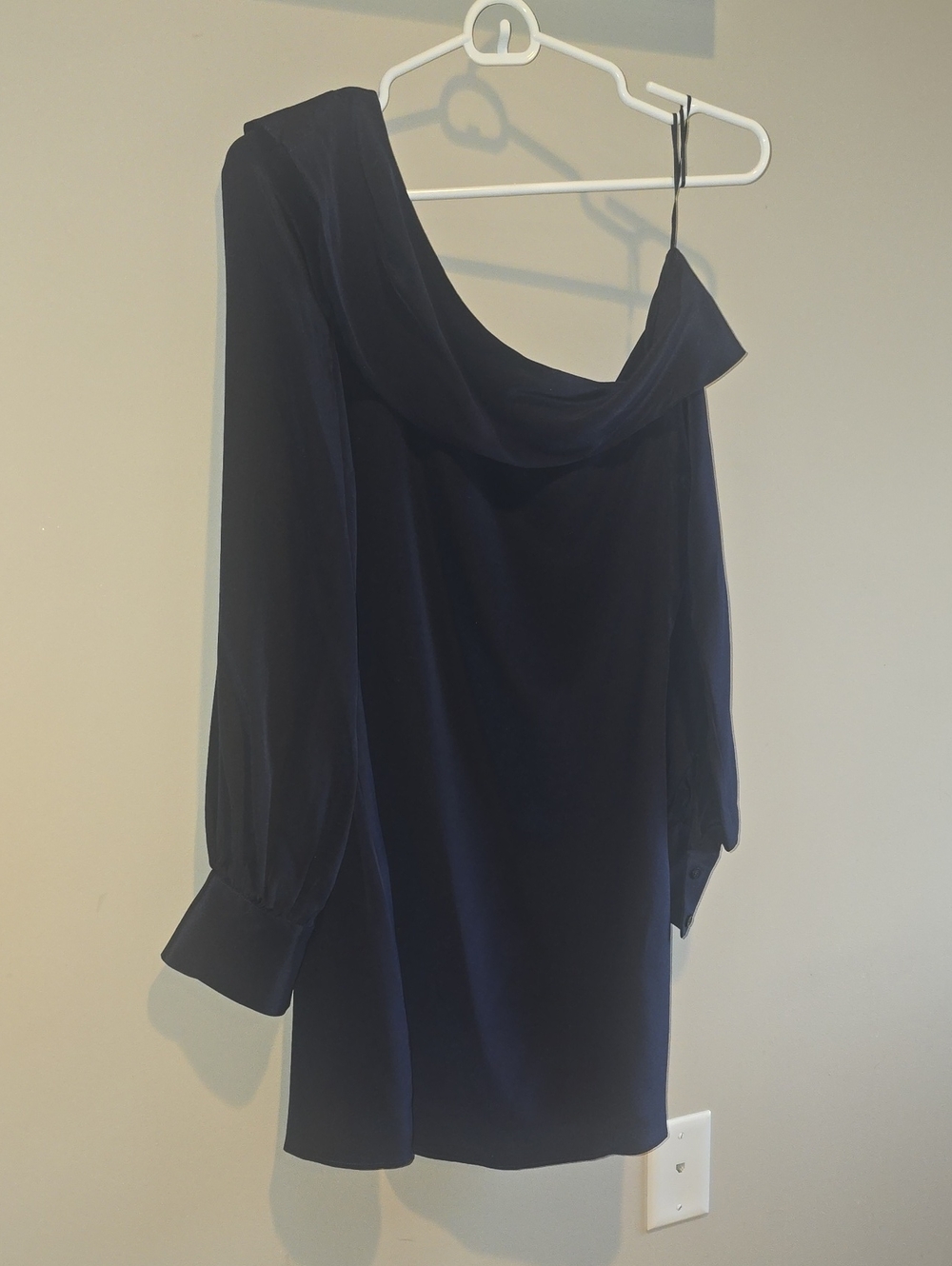 Lavender Brown Navy One-Shoulder Long Sleeve Dress